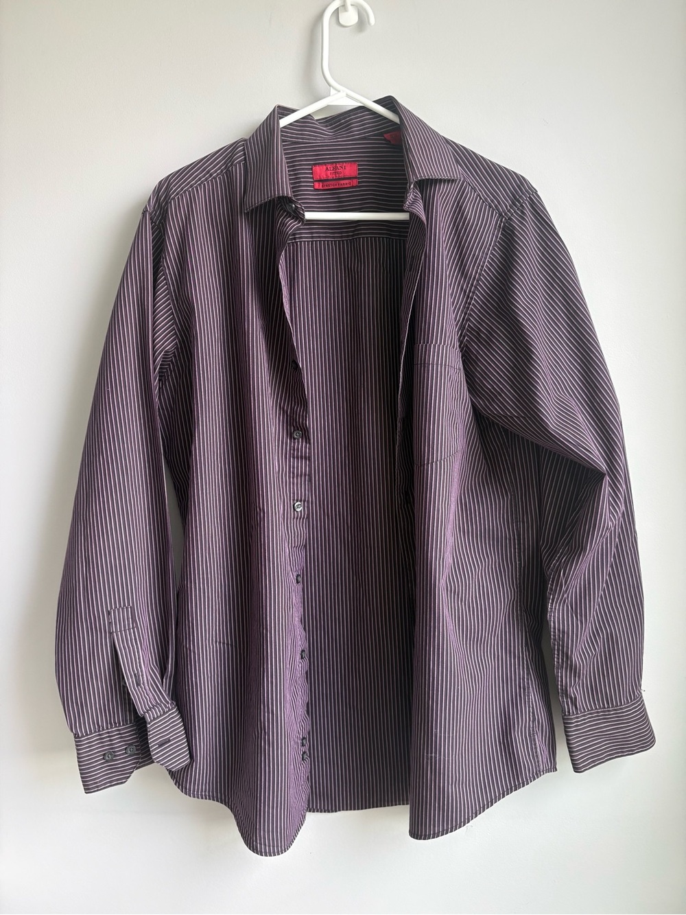 Alfani Men's Purple Pinstripe Dress Shirt - Button Front